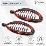 Parcelona French Effortless Mini Small Celluloid Banana Hair Clips(2 Pcs)