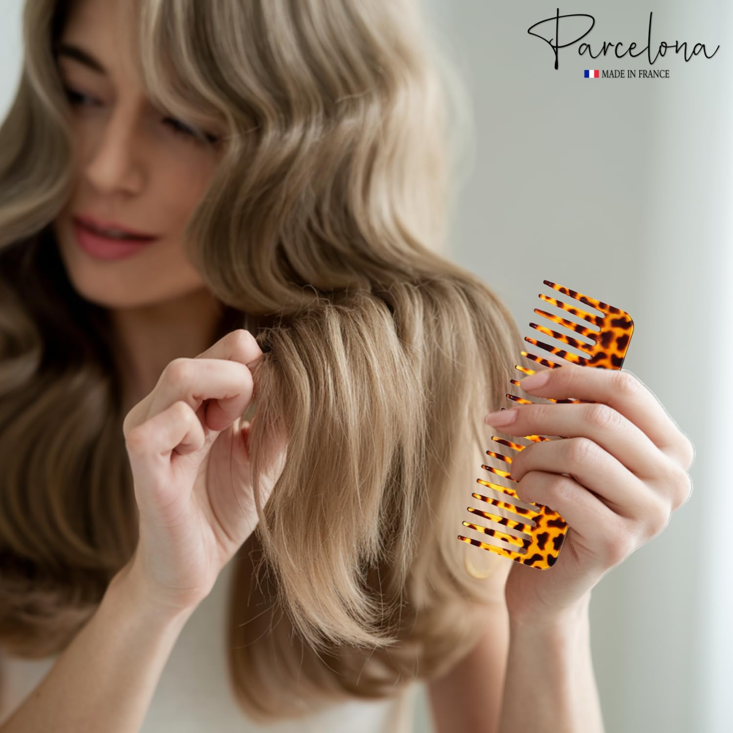 Parcelona French Wide Detangle Large Cellulose Hair Comb for Women and Girls