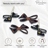 Parcelona French Bow Knot Shell Black Small Side Slide Snap Hair Barrette