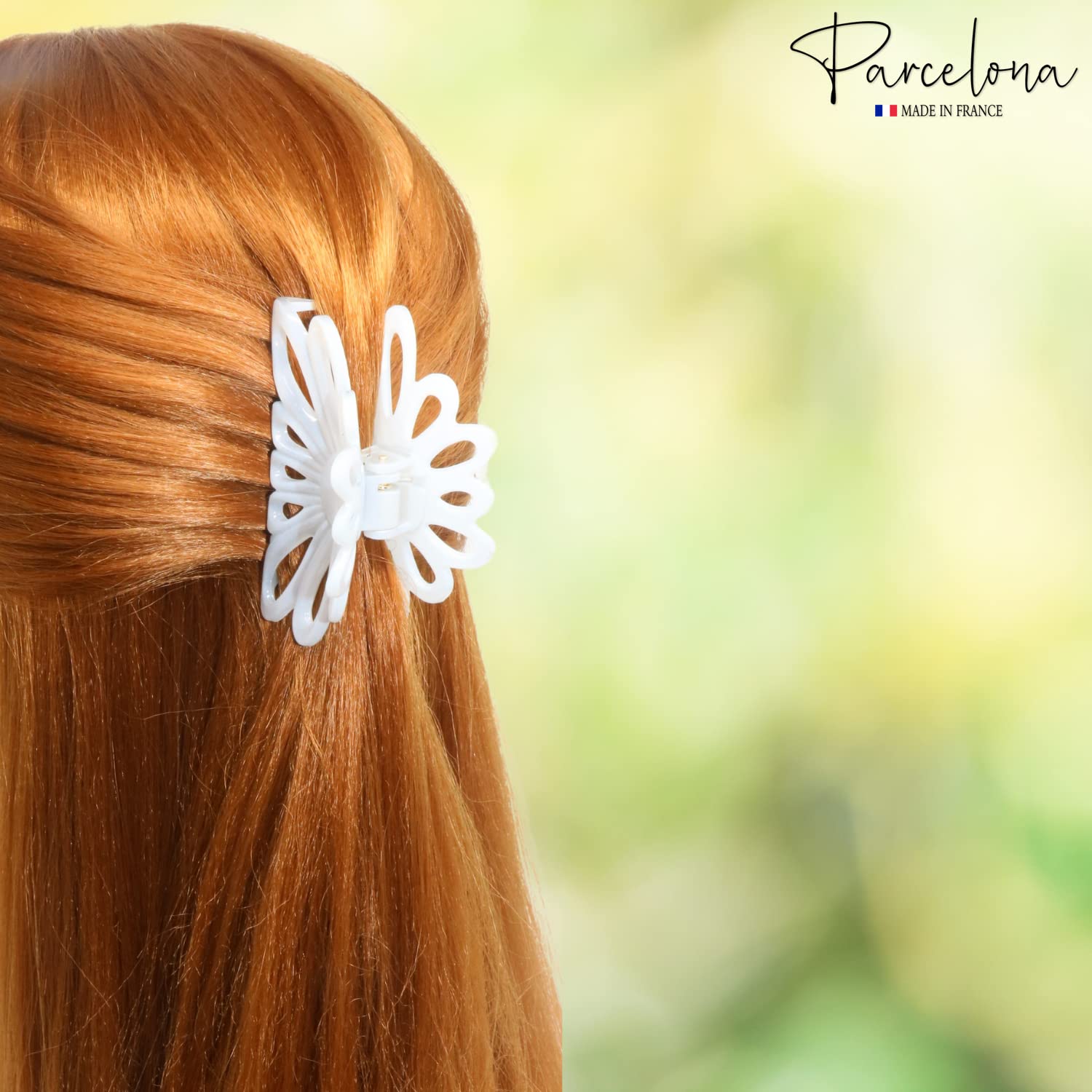 Parcelona French Plume Medium 3" Cellulose Acetate Hair Claw for Women and Girls