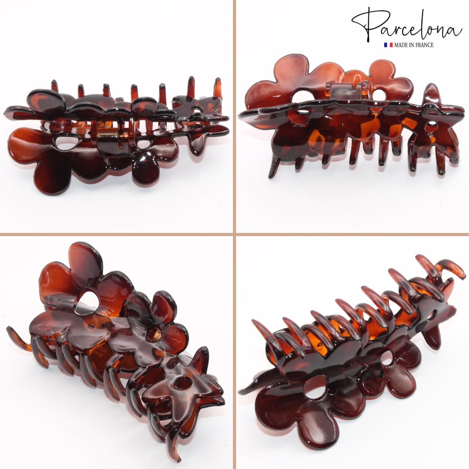 Parcelona French Flower Medium Tortoise Shell Jaw Hair Claw Clamp