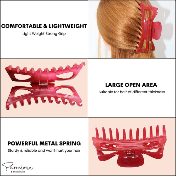 Parcelona French Classic Jumbo Large 5 1/2" Cellulose Hair Claw Clip for Women