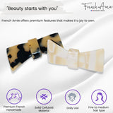 French Amie Classy Bow Small Cream and White Tokyo Handmade Hair Barrettes