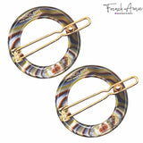 French Amie Mini Circle Celluloid Handmade Hair Clips Snap on Side Slide Clip