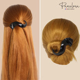 Parcelona French Medium Crochet Celluloid Black Hair Side Slider Claw Clip