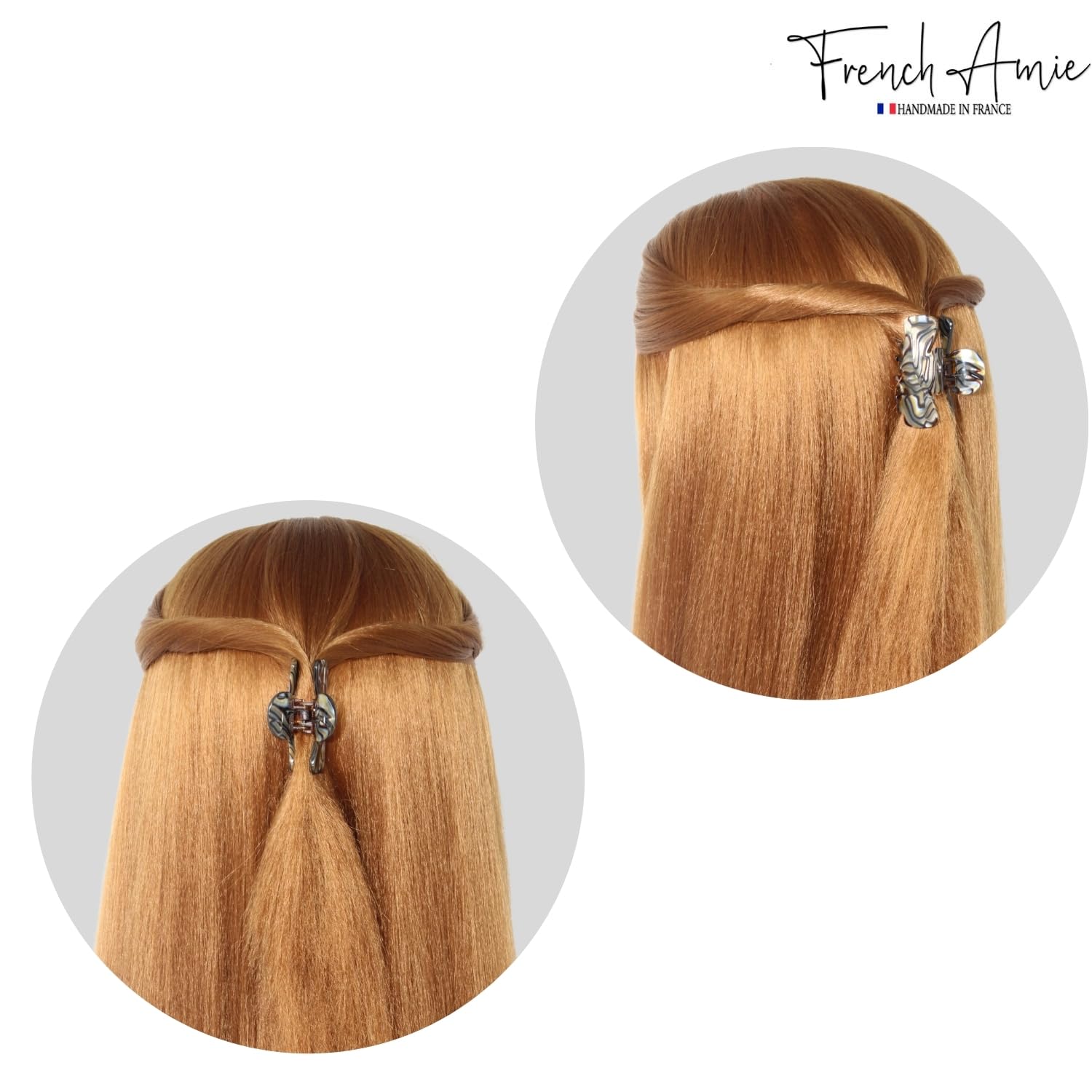 French Amie Grace Small 2” Cellulose Handmade Flexible Hair Claw for Thin Hair
