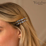 French Amie Narrow Oblong Small Hair Clip - Tige Boule Women Barrette Set Of 2