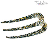 French Amie Tri Prongs 3" Handmade Cellulose Bun Holder Hair Pin Stick for Women