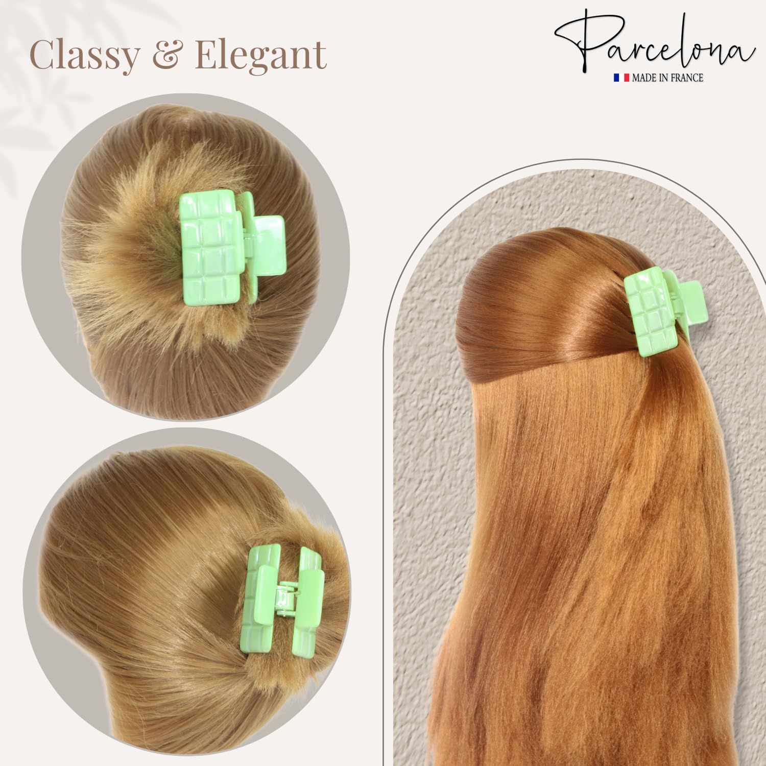 Parcelona French Checkered Small Cellulose Jaw Hair Claw Clamps for Women(2 Pcs)