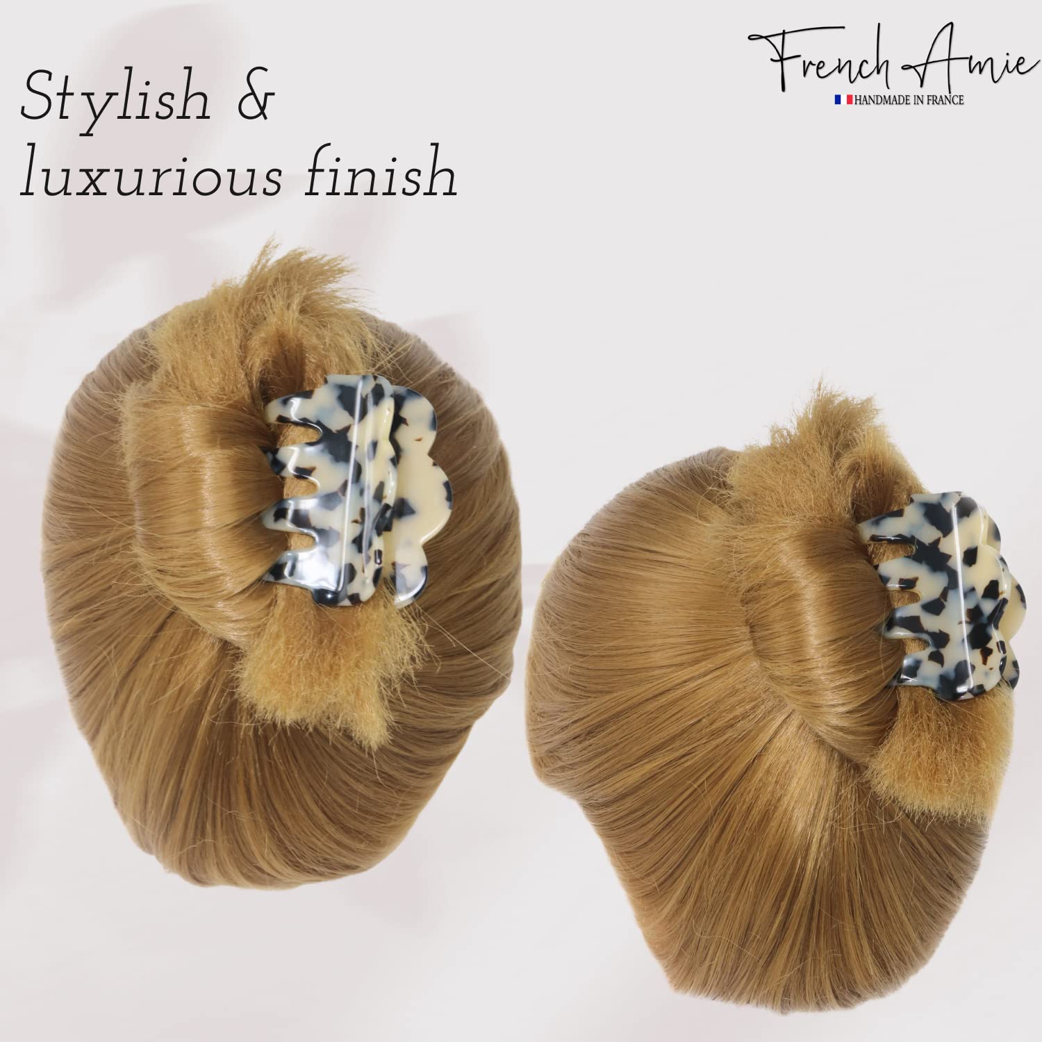 French Amie Crown Wave Small 2.5” Cellulose Handmade Interlocking Hair Claw