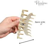 Parcelona France Medium Ivory Beige Narrow Thin Jaw Hair Claw Clip