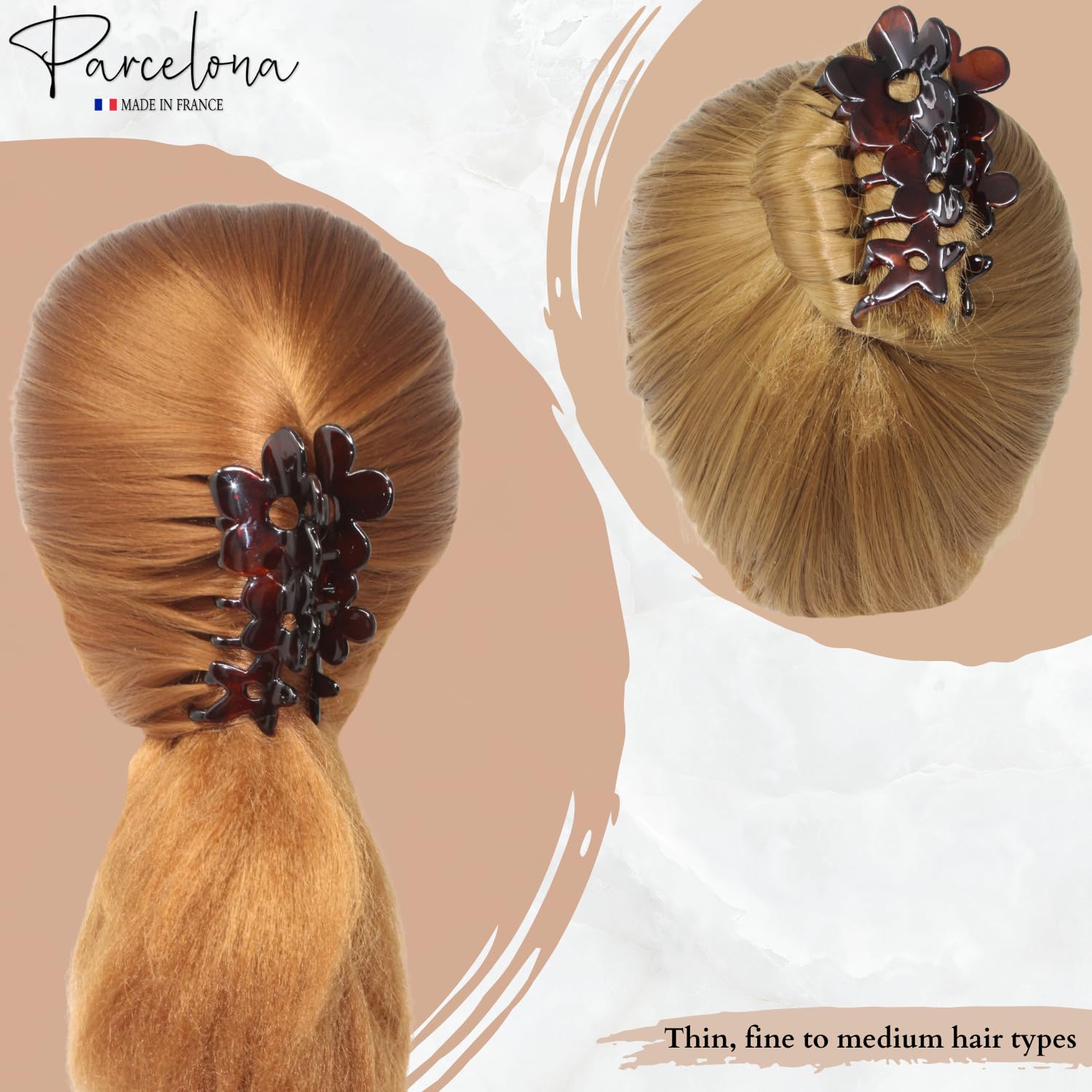 Parcelona French Flower Medium Tortoise Shell Jaw Hair Claw Clamp