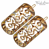 French Amie Swirls 2 ¼” Celluloid Handmade Tige Boule Snap Hair Clips for Women