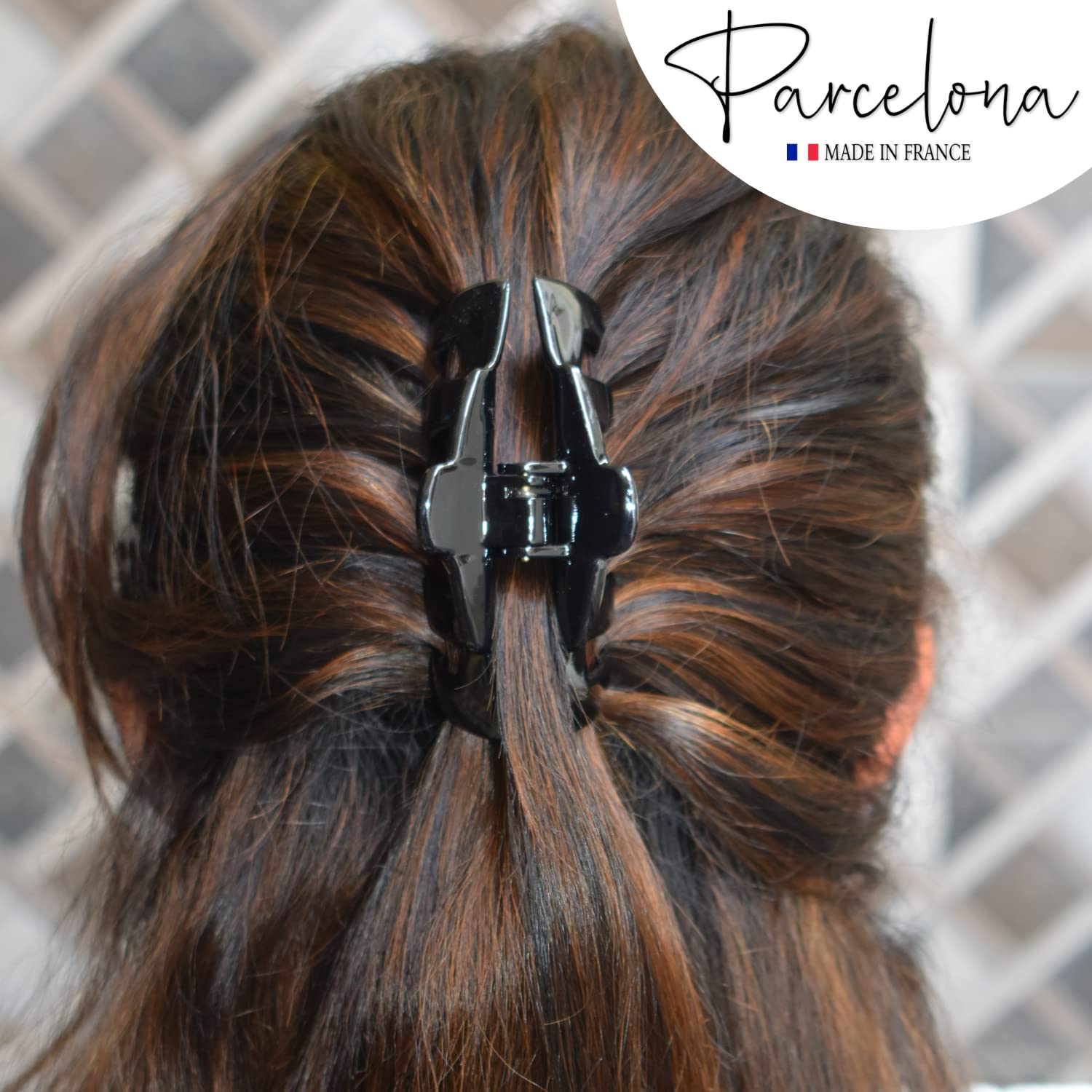 Parcelona French Tubular Large Cellulose Covered Spring Jaw Hair Claw for Women