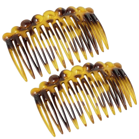 Parcelona French Circles Edge Small 2.75” Celluloid Side Hair Combs - 2 Pcs