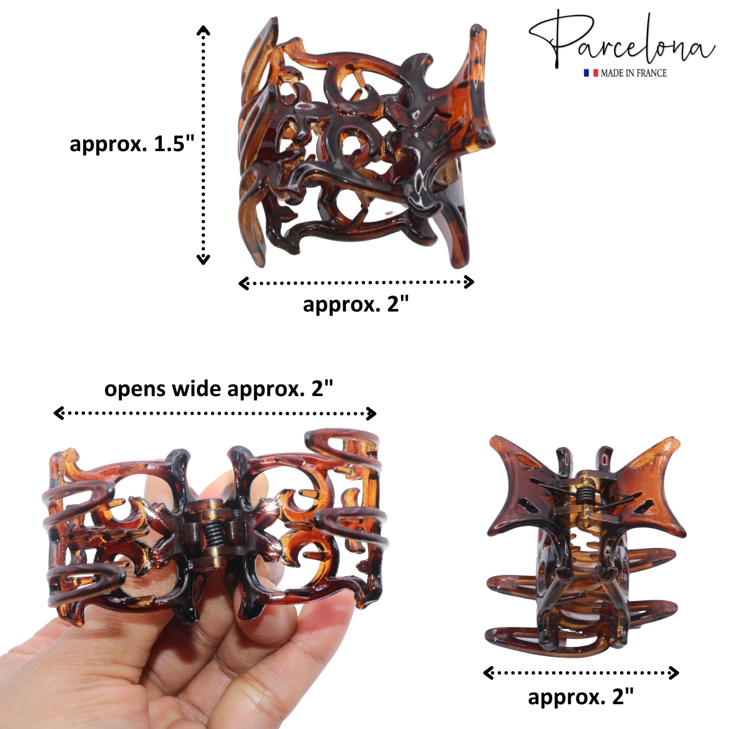 Parcelona French Intricate Four Teeth Small Tortoise Shell Cellulose Hair Claw