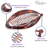 Parcelona French Fat Oval Shell and Black Large 5" Set of 2 Banana Hair Clips