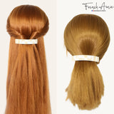 French Amie Oblong 3 1/2" Celluloid Handmade Automatic Hair Barrette for Women