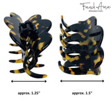 French Amie Crown Wave Medium 3” Celluloid Handmade Interlocking Hair Claw