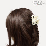 French Amie Flower Bloom 3" Handmade Celluloid No Slip Grip Hair Claw Clip