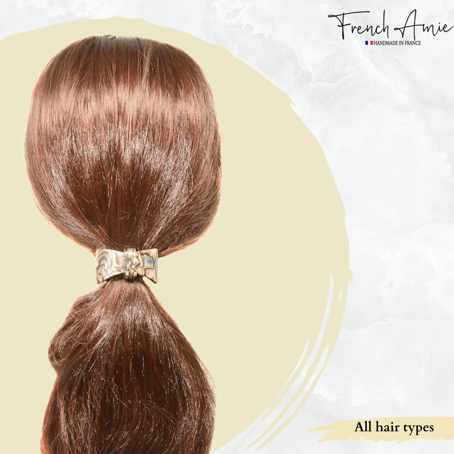 French Amie Bow Knot Handmade Cellulose Elastic Hair Tie for Women and Girls