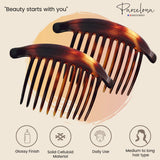 Parcelona French 11 Teeth Set of 2 Tortoise Shell Interlocking Side Hair Comb