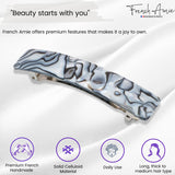 French Amie Oblong 3 1/2" Celluloid Handmade Automatic Hair Barrette for Women