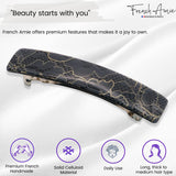 French Amie Oblong 3 1/2" Celluloid Handmade Automatic Hair Barrette for Women
