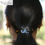 French Amie Swirls Tokyo Medium Celluloid Handmade Hair Clip with Silver Clasp
