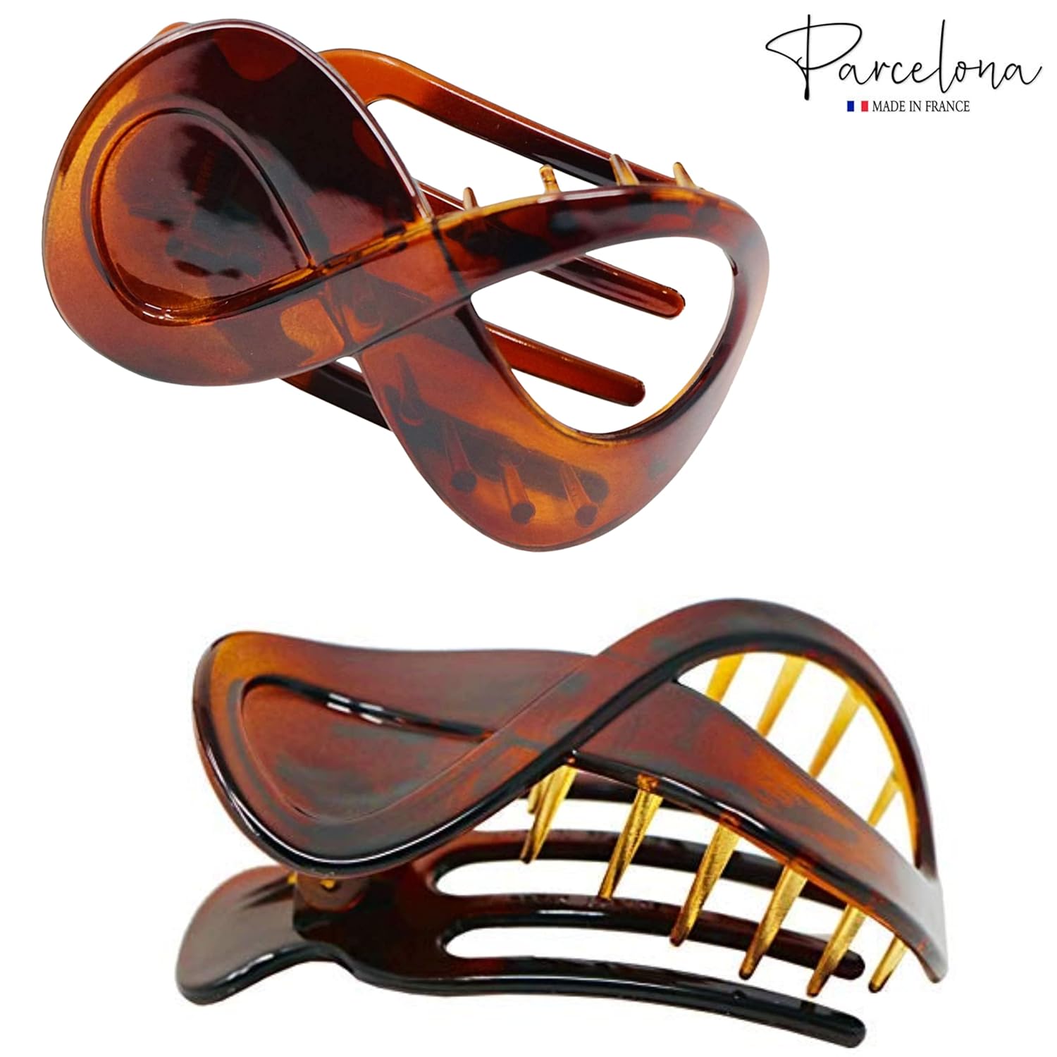 Parcelona French Infinity Loop Medium 3” Cellulose Hair Claw for Women and Girls