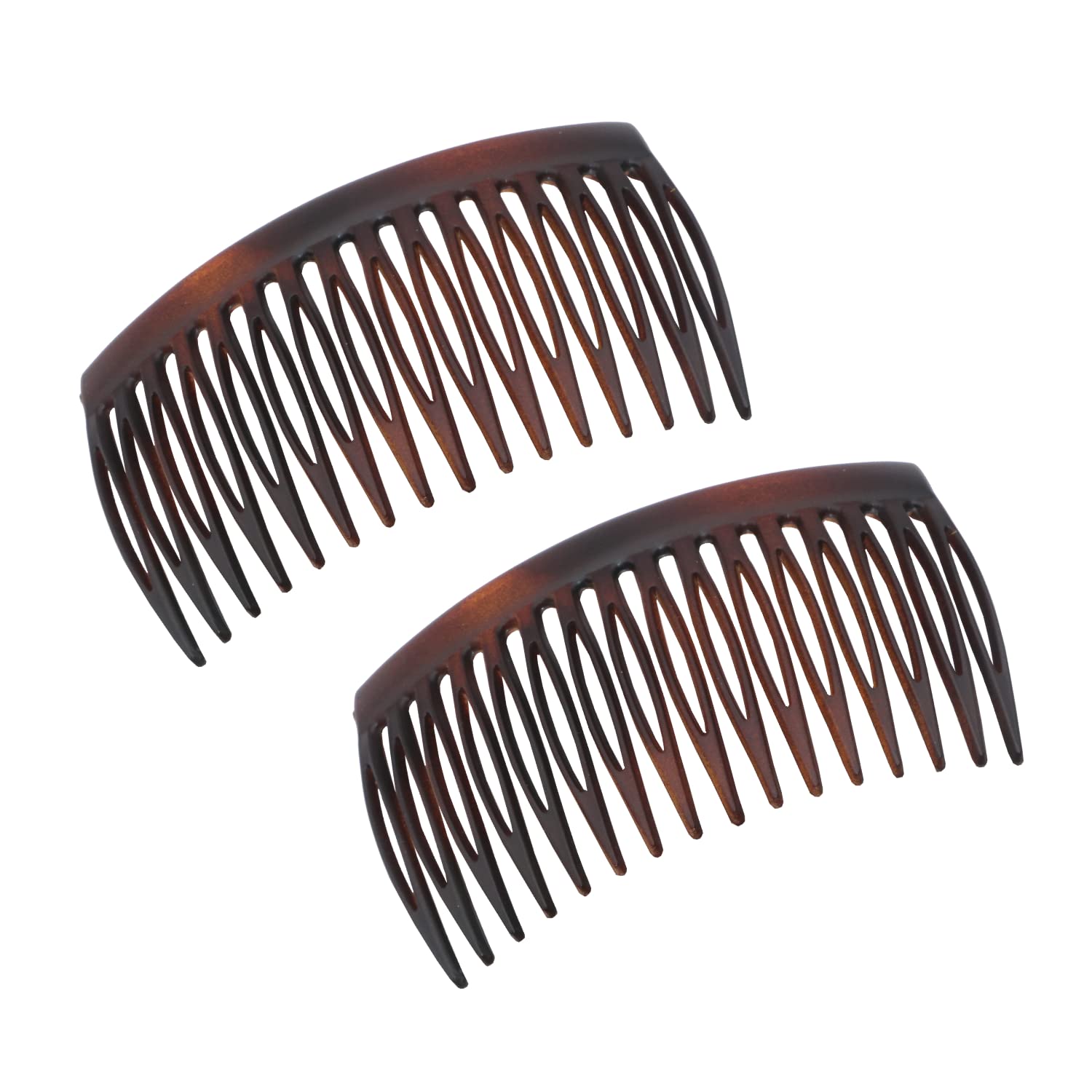 Parcelona French Glossy Shell Medium Cellulose 16 Teeth Side Hair Combs (2 Pcs)