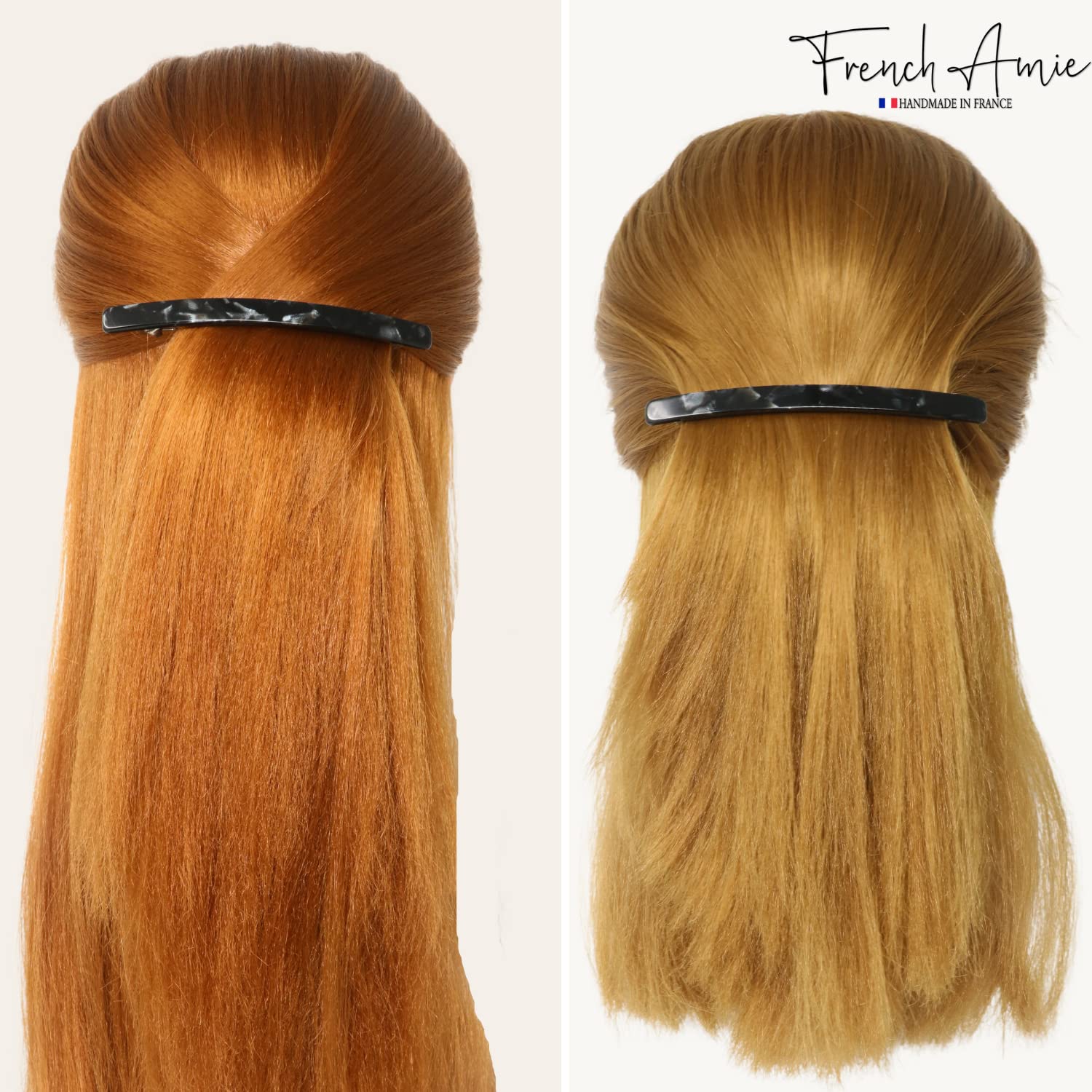 French Amie Long And Thin Large 4” Cellulose Handmade Hair Clip Barrette