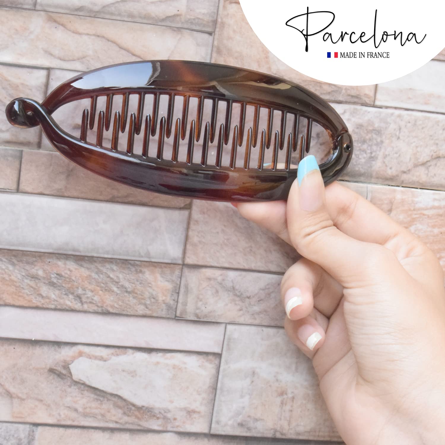 Parcelona French Large 5.5" Cellulose Ponytail Holder Banana Hair Clip for Women