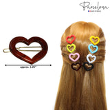 Parcelona French Love Hearts Small 1 1/4” Set of 8 Hair Clip Barrettes