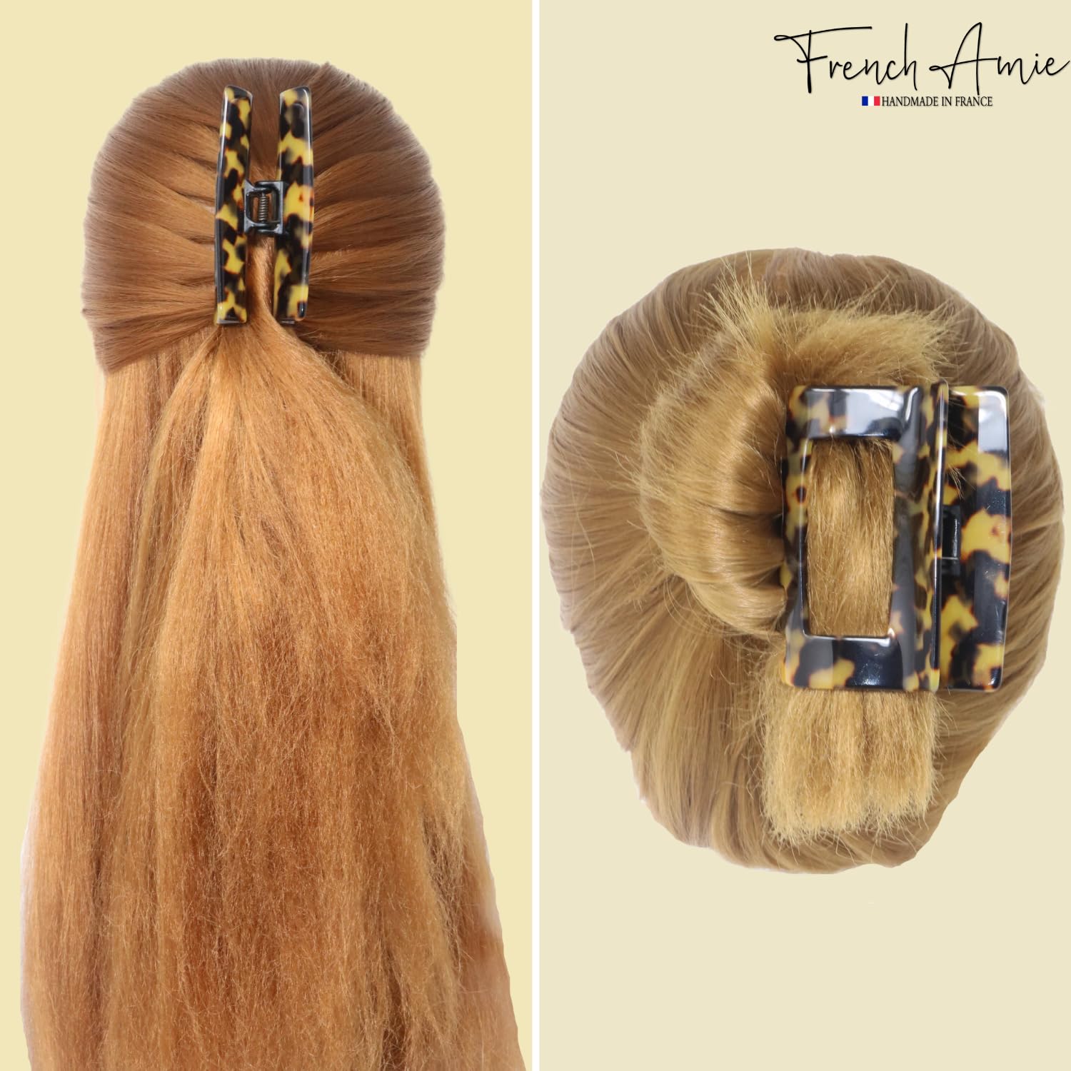 French Amie Geo Large 3" Cellulose Handmade Jaw Hair Claw Clip for Women