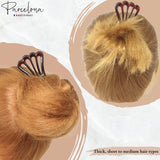 Parcelona French Wavy Three Teeth Shell Large Set of 3 Chignon Hair Pin Sticks