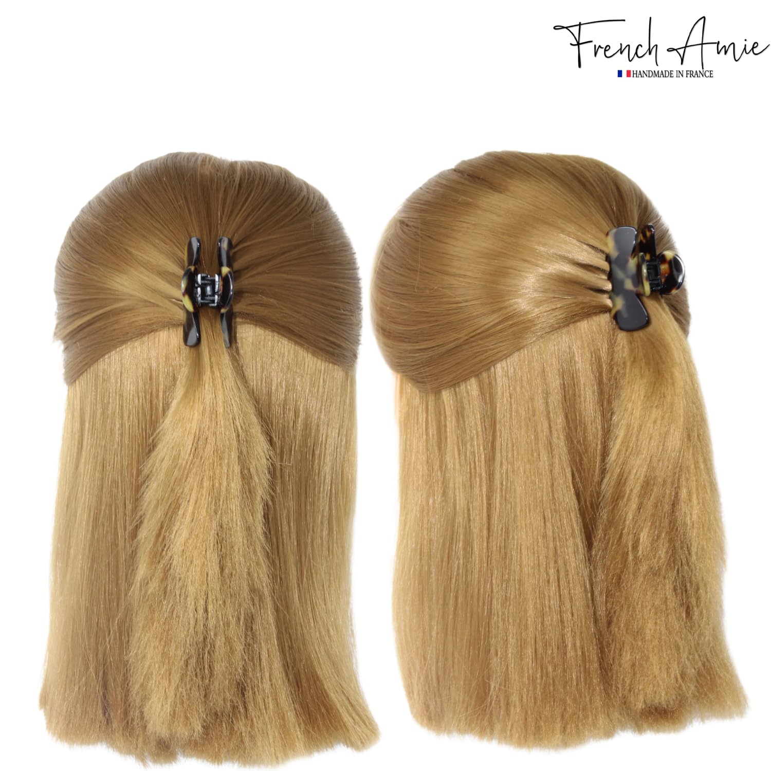 French Amie Grace Small 2” Cellulose Handmade Flexible Hair Claw for Thin Hair