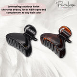 Parcelona French Elite Small Brown N Black Celluloid Hair Claws for Women(2 Pcs)