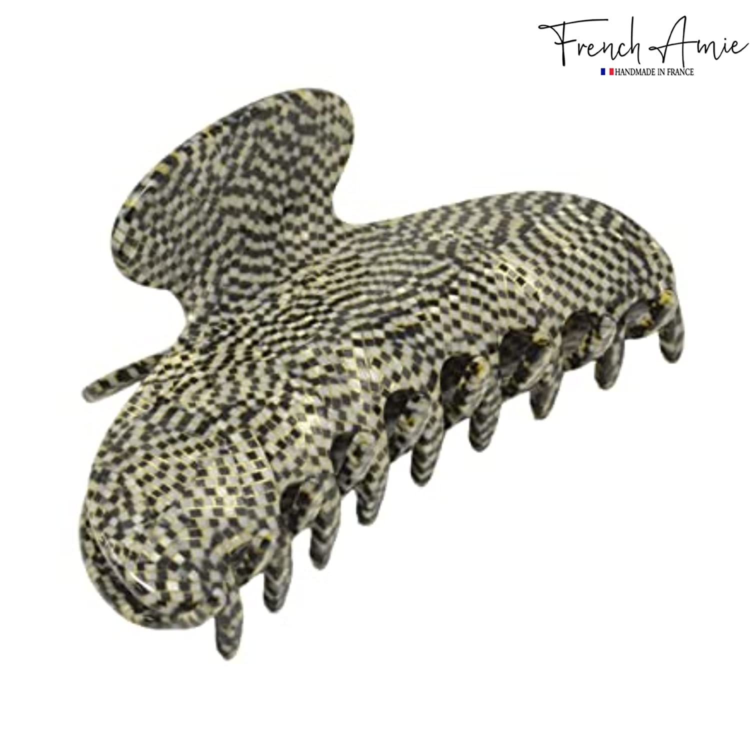 French Amie Thin Oval Large 4 1/4” Handmade Cellulose Acetate Jaw Hair Claw Women