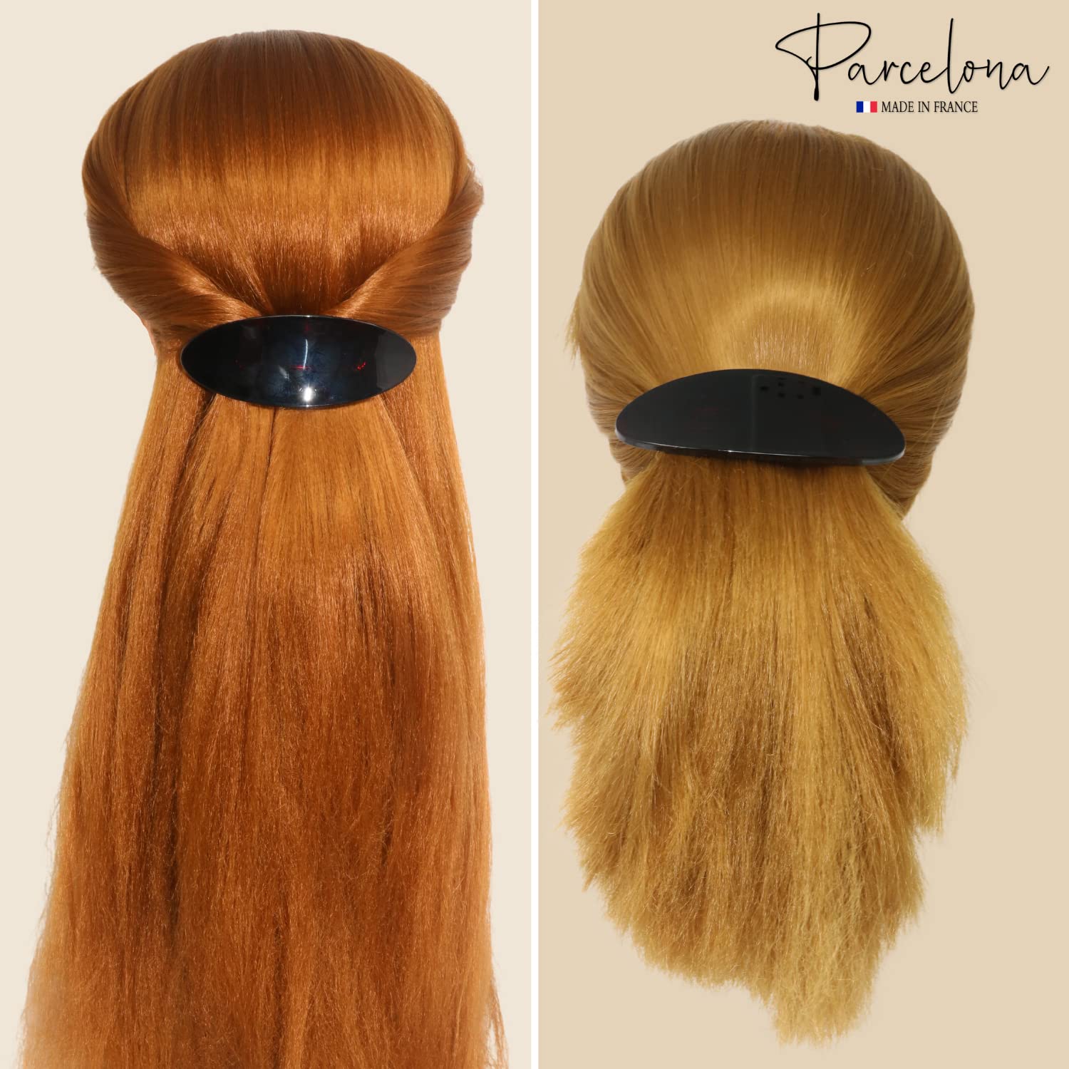 Parcelona French Oval Large 4" Cellulose Automatic Hair Barrette for Women