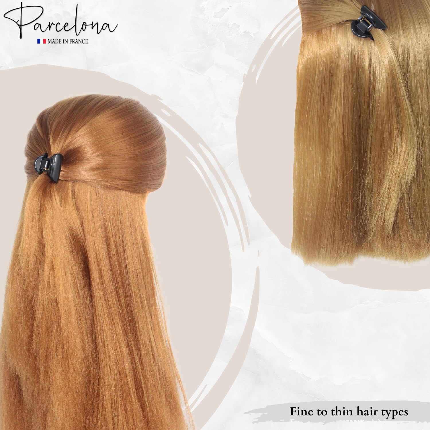 Parcelona French Chic Duo Small 1 1/4" Cellulose Hair Claw for Women and Girls