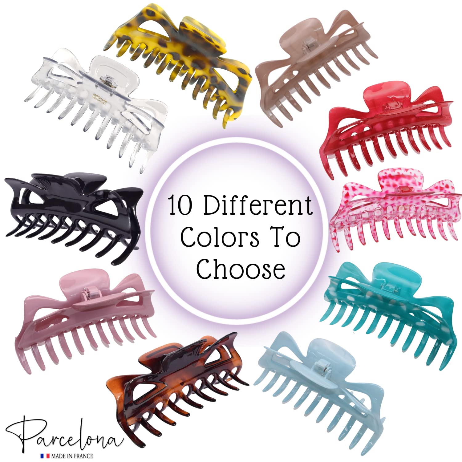 Parcelona French Classic Jumbo Large 5 1/2" Cellulose Hair Claw Clip for Women