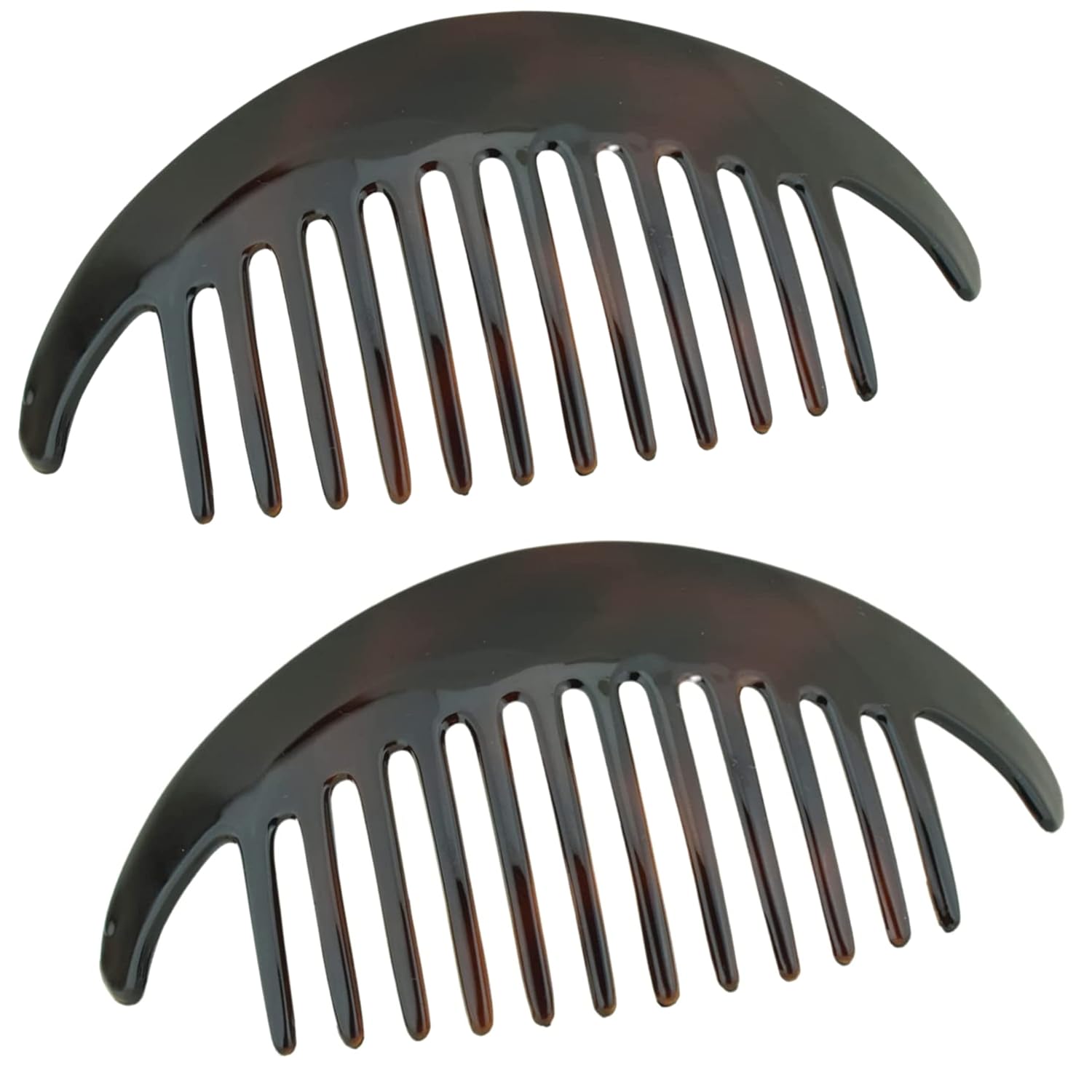 Parcelona French Alice Large Celluloid 12 Teeth Side Hair Combs for Women 2 Pcs