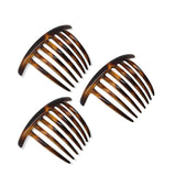 Parcelona French Twist Large Shell 7 Teeth Celluloid Side Hair Combs(3 Pcs)