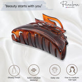 Parcelona French Leafy Medium Tortoise Shell Celluloid Jaw Hair Claw for Women
