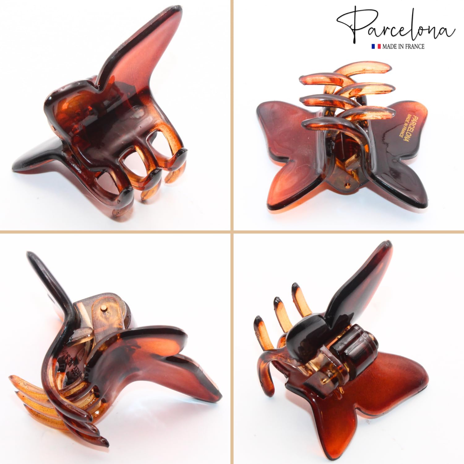 Parcelona French Butterfly Small Cellulose Hair Claws for Women and Girls (2Pcs)