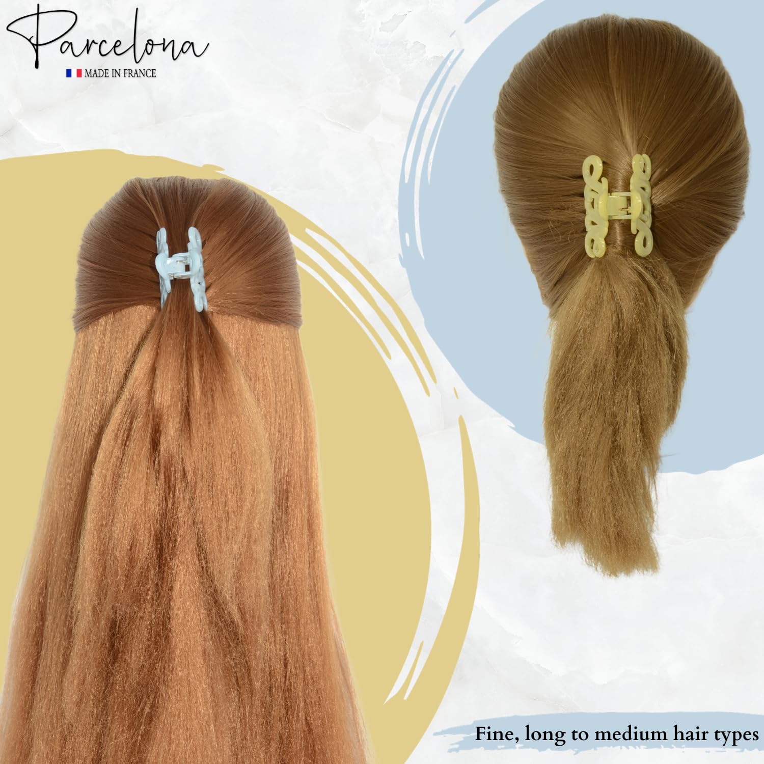 Parcelona French Love Small 2" Cellulose Acetate Hair Claws for Women and Girls