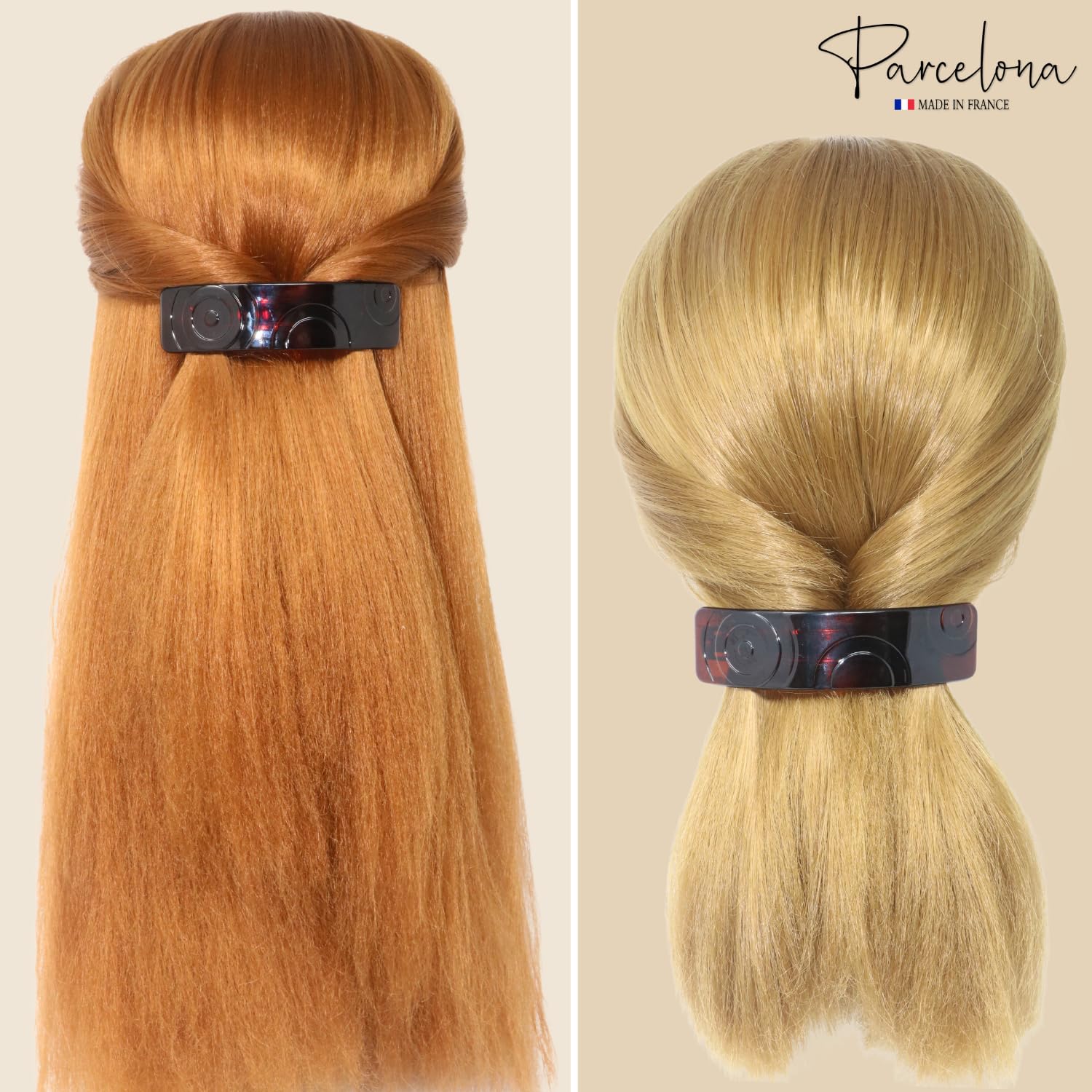 Parcelona French Courbe Curved Shell Cellulose Large Hair Barrette for Women