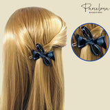 Parcelona French Bow Knot Shell Black Small Side Slide Snap Hair Barrette