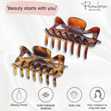 Parcelona French Classic 3" Medium Celluloid Hair Claws for Women & Girls (2Pcs)